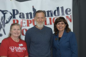 Elena Quinn, Scott Herndon, and Dorothy Moon at Panhandle Republican Women Meeting on 9-20-23