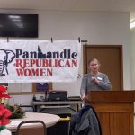 Elena Quinn, President, speaks at Panhandle Republican Women's meeting 12-20-23