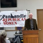 Cornel Rasor speaks at Panhandle Republican Women's meeting 12-20-23